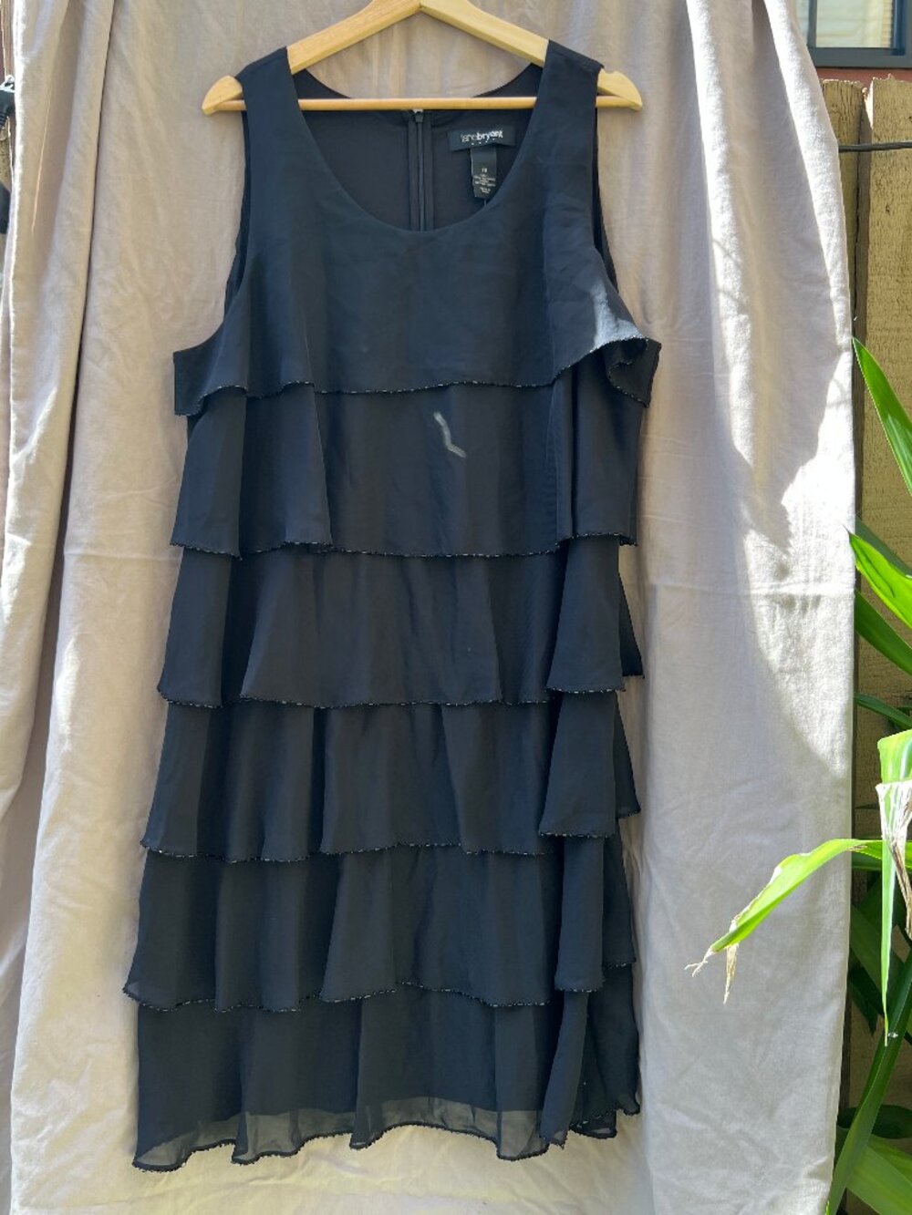 Lane Bryant, black dress with beaded ruffles